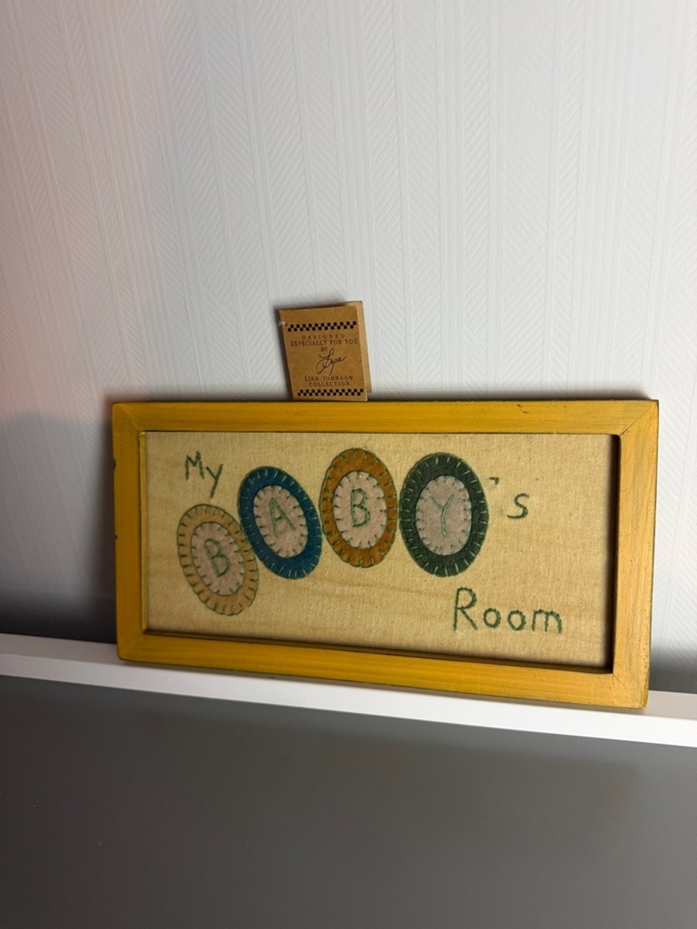 Handmade 'My Baby's Room' Embroidered Art by Lisa Johnson Collection 13.25”x7”